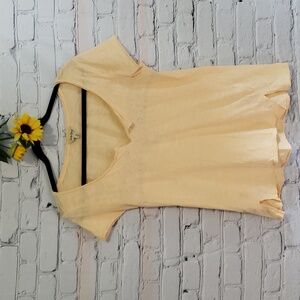 Lucky Brand tshirt semi sheer distressed light peach Sz M